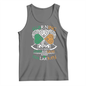 Funny Warning May Be Prone To Shenanigans And Malarkey Tank Top St Patrick's Day Celtic Shamrock TS11 Black Heather Print Your Wear