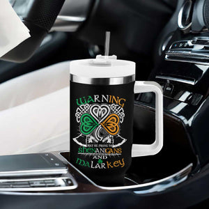 Funny Warning May Be Prone To Shenanigans And Malarkey Tumbler With Handle St Patrick's Day Celtic Shamrock TS11 Print Your Wear