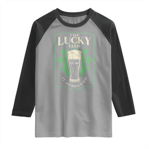 Funny St Patrick's Day Irish Beer Drinking Raglan Shirt The Lucky Beer Club Horseshoe TS11 Sport Gray Black Print Your Wear