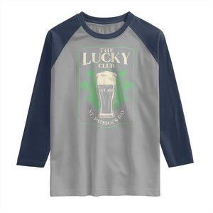 Funny St Patrick's Day Irish Beer Drinking Raglan Shirt The Lucky Beer Club Horseshoe TS11 Sport Gray Navy Print Your Wear