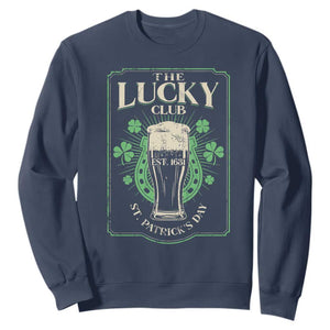 Funny St Patrick's Day Irish Beer Drinking Sweatshirt The Lucky Beer Club Horseshoe TS11 Navy Print Your Wear