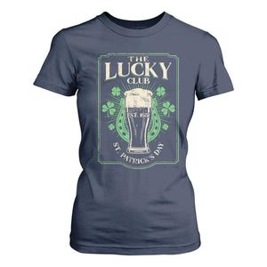 Funny St Patrick's Day Irish Beer Drinking T Shirt For Women The Lucky Beer Club Horseshoe TS11 Navy Print Your Wear