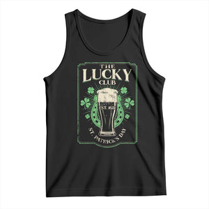 Funny St Patrick's Day Irish Beer Drinking Tank Top The Lucky Beer Club Horseshoe TS11 Black Print Your Wear