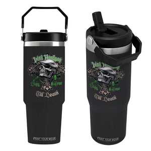 Funny Irish Pride Flip Straw Tumbler Irish Hooligan Stay True Till Death Flat Cap Skull TS11 One Size: 30 oz Black Print Your Wear