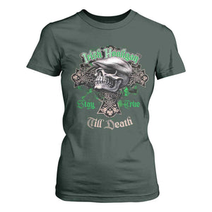 Funny Irish Pride T Shirt For Women Irish Hooligan Stay True Till Death Flat Cap Skull TS11 Dark Forest Green Print Your Wear