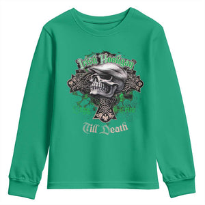 Funny Irish Pride Youth Sweatshirt Irish Hooligan Stay True Till Death Flat Cap Skull TS11 Irish Green Print Your Wear