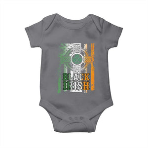 St Patrick's Day Black Irish Baby Onesie Vintage American Flag Celtic Cross TS11 Charcoal Print Your Wear