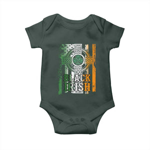 St Patrick's Day Black Irish Baby Onesie Vintage American Flag Celtic Cross TS11 Print Your Wear