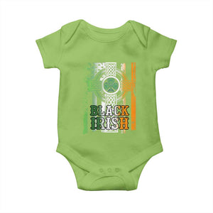St Patrick's Day Black Irish Baby Onesie Vintage American Flag Celtic Cross TS11 Lime Print Your Wear