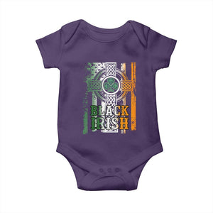 St Patrick's Day Black Irish Baby Onesie Vintage American Flag Celtic Cross TS11 Purple Print Your Wear