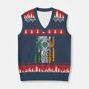 St Patrick's Day Black Irish V-Neck Knit Sweater Vest Vintage American Flag Celtic Cross TS11 Navy Red Print Your Wear