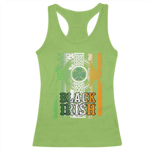 St Patrick's Day Black Irish Racerback Tank Top Vintage American Flag Celtic Cross TS11 Lime Print Your Wear