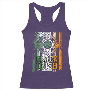 St Patrick's Day Black Irish Racerback Tank Top Vintage American Flag Celtic Cross TS11 Purple Print Your Wear