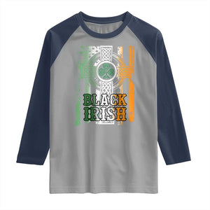 St Patrick's Day Black Irish Raglan Shirt Vintage American Flag Celtic Cross TS11 Sport Gray Navy Print Your Wear