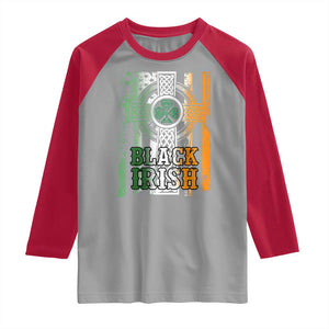 St Patrick's Day Black Irish Raglan Shirt Vintage American Flag Celtic Cross TS11 Sport Gray Red Print Your Wear