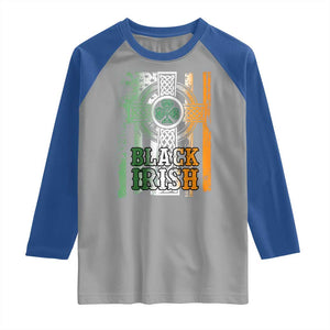 St Patrick's Day Black Irish Raglan Shirt Vintage American Flag Celtic Cross TS11 Sport Gray Royal Print Your Wear