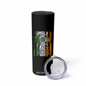 St Patrick's Day Black Irish Skinny Tumbler Vintage American Flag Celtic Cross TS11 Print Your Wear