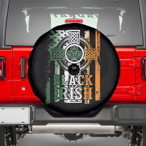 St Patrick's Day Black Irish Spare Tire Cover Vintage American Flag Celtic Cross TS11 Black Print Your Wear