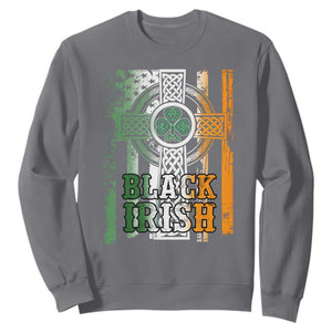 St Patrick's Day Black Irish Sweatshirt Vintage American Flag Celtic Cross TS11 Charcoal Print Your Wear