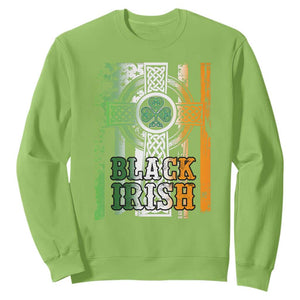 St Patrick's Day Black Irish Sweatshirt Vintage American Flag Celtic Cross TS11 Lime Print Your Wear