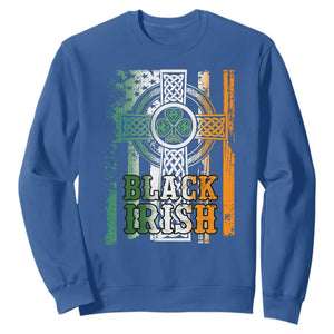 St Patrick's Day Black Irish Sweatshirt Vintage American Flag Celtic Cross TS11 Royal Blue Print Your Wear