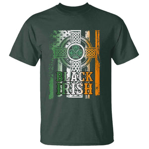 St Patrick's Day Black Irish T Shirt Vintage American Flag Celtic Cross TS11 Dark Forest Green Print Your Wear