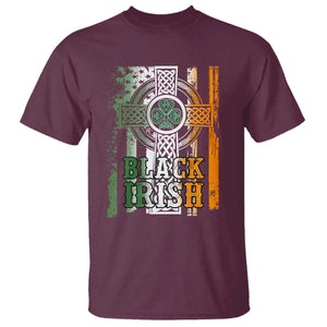 St Patrick's Day Black Irish T Shirt Vintage American Flag Celtic Cross TS11 Maroon Print Your Wear