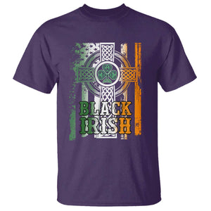 St Patrick's Day Black Irish T Shirt Vintage American Flag Celtic Cross TS11 Purple Print Your Wear