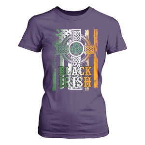 St Patrick's Day Black Irish T Shirt For Women Vintage American Flag Celtic Cross TS11 Purple Print Your Wear