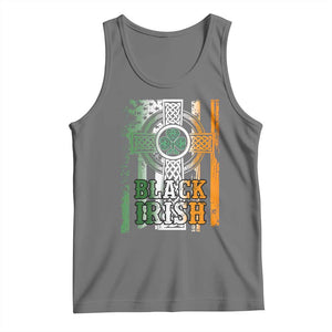 St Patrick's Day Black Irish Tank Top Vintage American Flag Celtic Cross TS11 Black Heather Print Your Wear