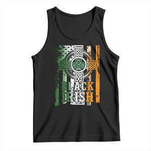 St Patrick's Day Black Irish Tank Top Vintage American Flag Celtic Cross TS11 Black Print Your Wear