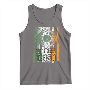 St Patrick's Day Black Irish Tank Top Vintage American Flag Celtic Cross TS11 Deep Heather Print Your Wear