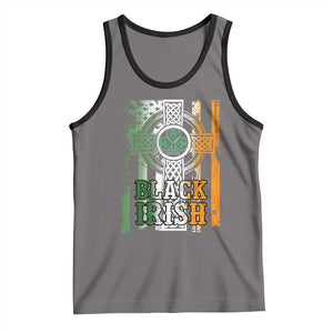 St Patrick's Day Black Irish Tank Top Vintage American Flag Celtic Cross TS11 Deep Heather Black Print Your Wear