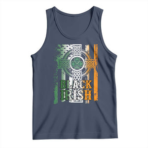 St Patrick's Day Black Irish Tank Top Vintage American Flag Celtic Cross TS11 Navy Print Your Wear