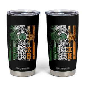 St Patrick's Day Black Irish Tumbler Cup Vintage American Flag Celtic Cross TS11 Black Print Your Wear