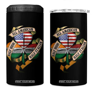 Half Irish Half Italian All American 4 in 1 Can Cooler Tumbler Vintage Flag Shamrock Heritage TS11 One Size: 16 oz Black Print Your Wear