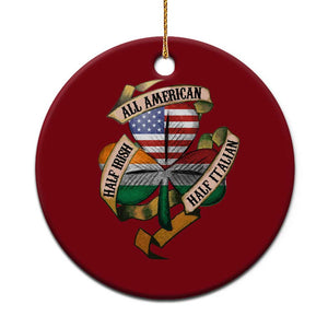 Half Irish Half Italian All American Ceramic Ornament Vintage Flag Shamrock Heritage TS11 1pc Red Print Your Wear