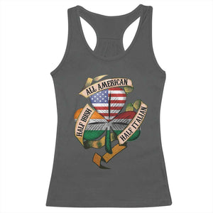 Half Irish Half Italian All American Racerback Tank Top Vintage Flag Shamrock Heritage TS11 Dark Heather Print Your Wear