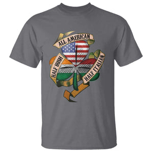 Half Irish Half Italian All American T Shirt Vintage Flag Shamrock Heritage TS11 Charcoal Print Your Wear