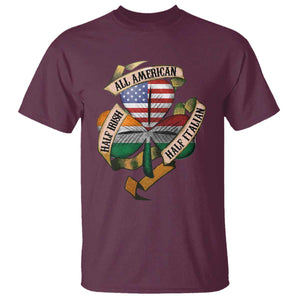 Half Irish Half Italian All American T Shirt Vintage Flag Shamrock Heritage TS11 Maroon Print Your Wear