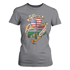 Half Irish Half Italian All American T Shirt For Women Vintage Flag Shamrock Heritage TS11 Charcoal Print Your Wear