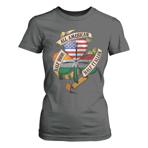 Half Irish Half Italian All American T Shirt For Women Vintage Flag Shamrock Heritage TS11 Dark Heather Print Your Wear