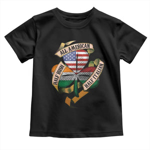 Half Irish Half Italian All American Toddler T Shirt Vintage Flag Shamrock Heritage TS11 Black Print Your Wear