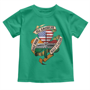 Half Irish Half Italian All American Toddler T Shirt Vintage Flag Shamrock Heritage TS11 Irish Green Print Your Wear
