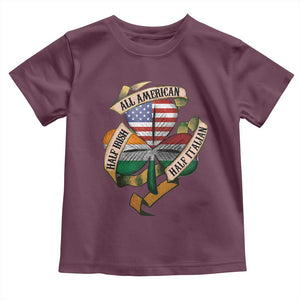 Half Irish Half Italian All American Toddler T Shirt Vintage Flag Shamrock Heritage TS11 Maroon Print Your Wear