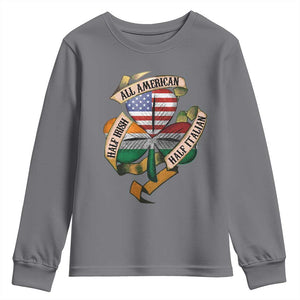 Half Irish Half Italian All American Youth Sweatshirt Vintage Flag Shamrock Heritage TS11 Charcoal Print Your Wear