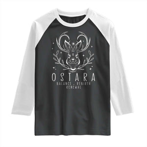 Ostara Pagan Eostre Easter Day Raglan Shirt Balance Rebirth Renewal Bunny TS11 Black White Print Your Wear