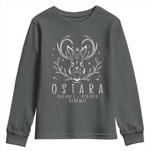 Ostara Pagan Eostre Easter Day Youth Sweatshirt Balance Rebirth Renewal Bunny TS11 Dark Heather Print Your Wear