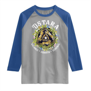 Ostara Balance Rebirth Renewal Raglan Shirt Ostara Pagan Eostre Easter Day Three Hares TS11 Sport Gray Royal Print Your Wear
