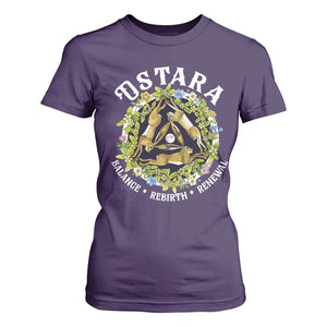 Ostara Balance Rebirth Renewal T Shirt For Women Ostara Pagan Eostre Easter Day Three Hares TS11 Purple Print Your Wear